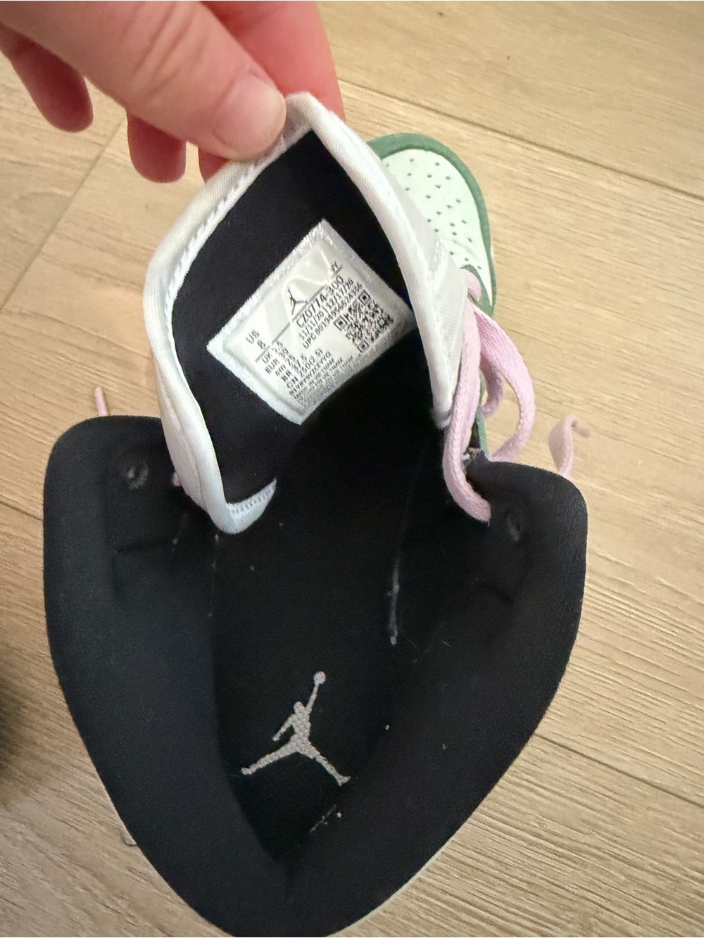 Jordan Mid-Top Sneakers in Green, White & Pink - Picture 2 of 3